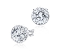 Clearly Round CZ Silver Ear Stud STS-3275 